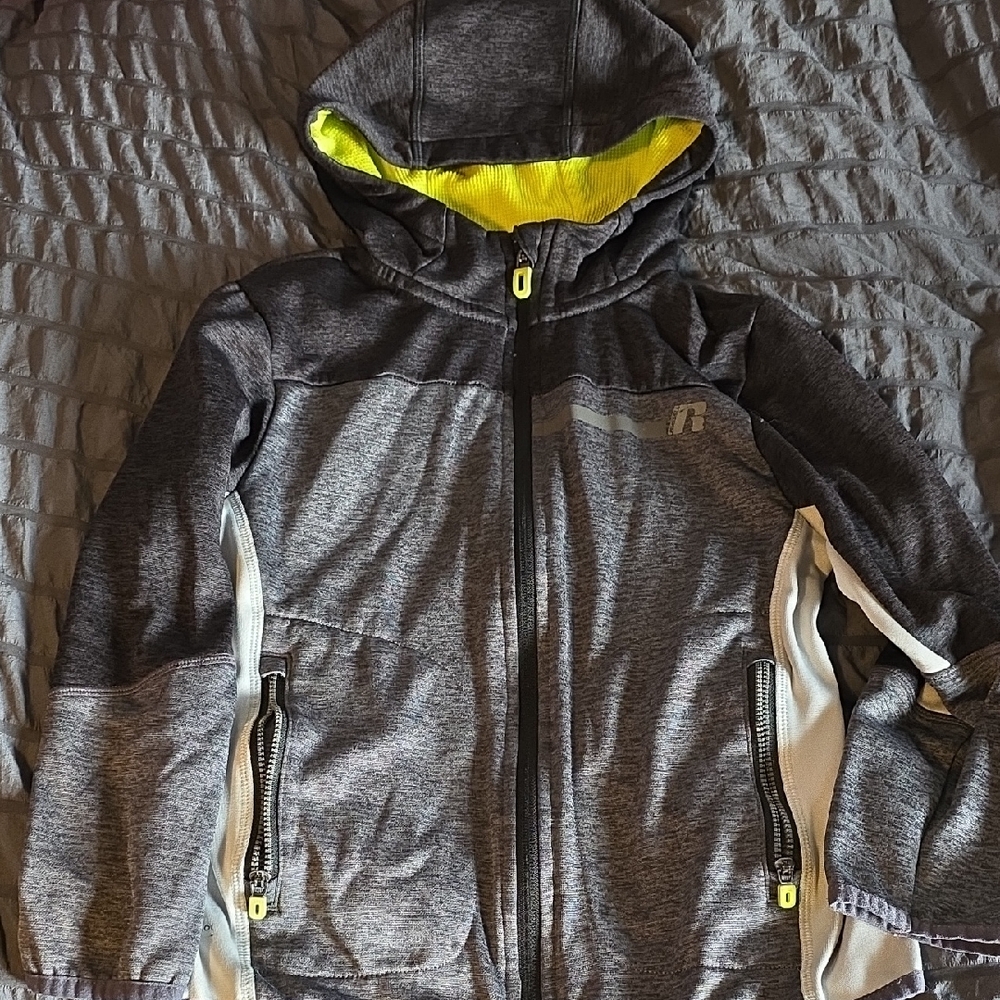 Russell Athletic Gray and Yellow Kids Hoodie